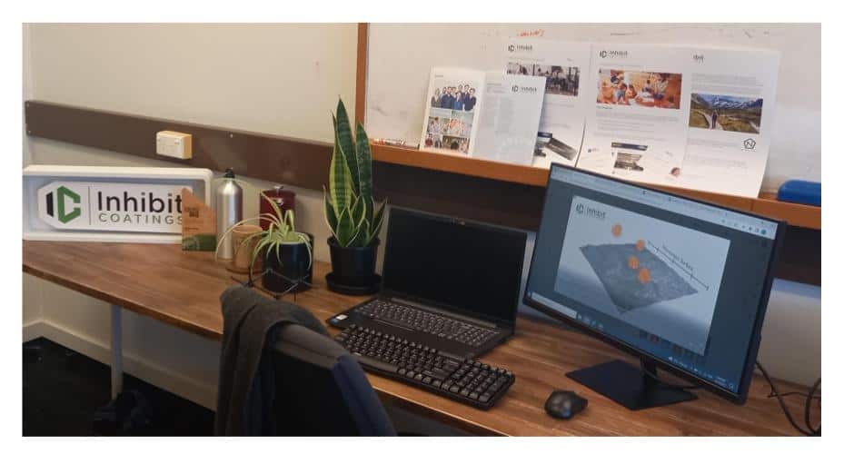 Antimicrobial desk at inhibit coatings office